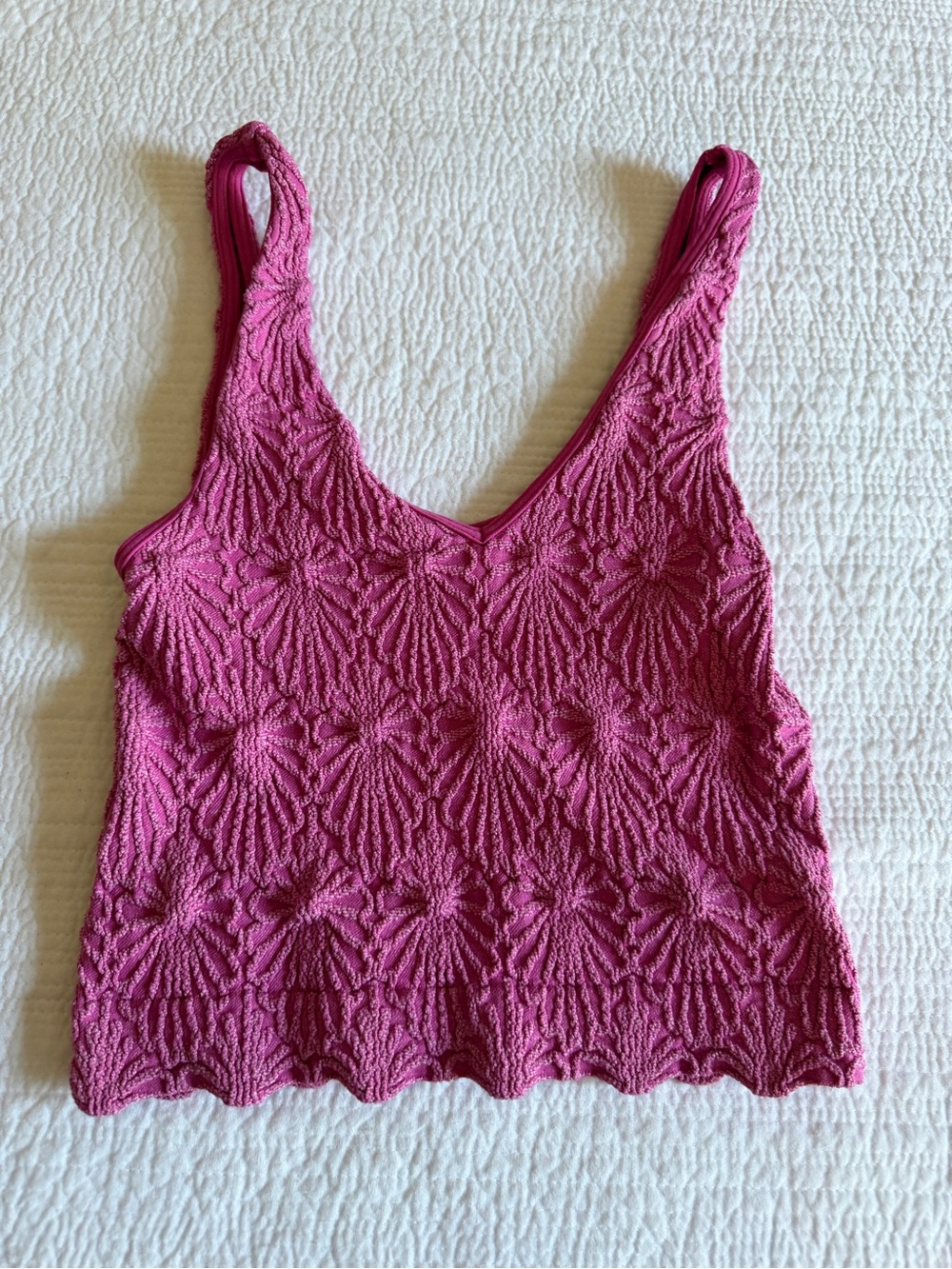 Full Tilt Magenta Floral Textured Knit Tank